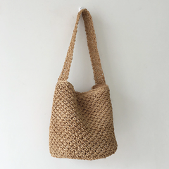 Straw Shoulder Bucket Bag