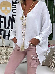 Camisas y tops de mezcla de algodón de manga larga en color rosa