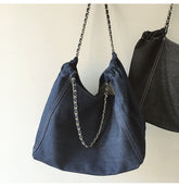 Retro Chain Strap Denim Tote