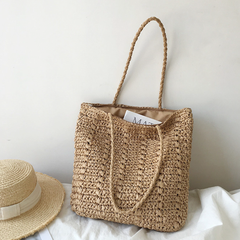 Lightweight Straw Woven Square Tote Bag