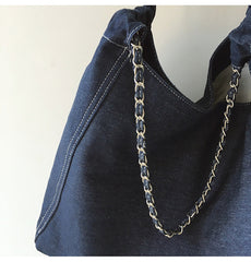 Retro Chain Strap Denim Tote