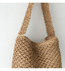 Straw Shoulder Bucket Bag