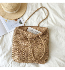Lightweight Straw Woven Square Tote Bag