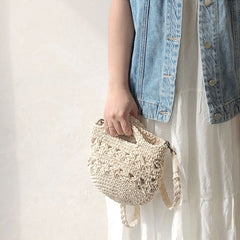 Retro Crochet Crossbody Bucket Bag
