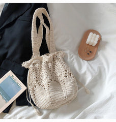 Floral Knitted Bucket Bag