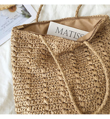 Lightweight Straw Woven Square Tote Bag
