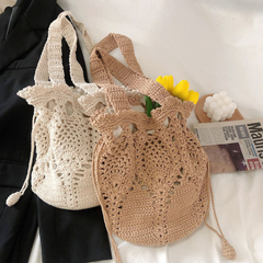 Floral Knitted Bucket Bag