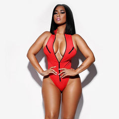 Zippered One-pieces Swimsuit Tightly Summer Swimwear