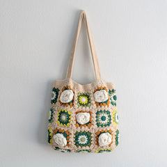Handmade Granny Square Shoulder Tote Bag
