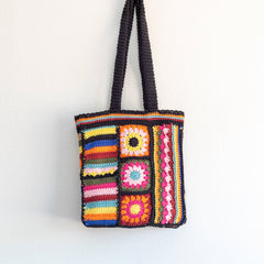 Handmade Crochet Granny Square Patchwork Shoulder Bag