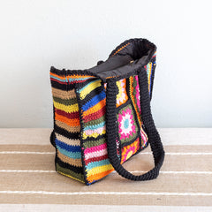 Handmade Crochet Granny Square Patchwork Shoulder Bag