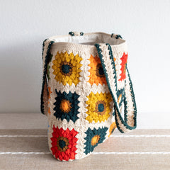 Handmade Granny Square Shoulder Tote Bag