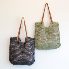 Lightweight Straw Woven Square Tote Bag