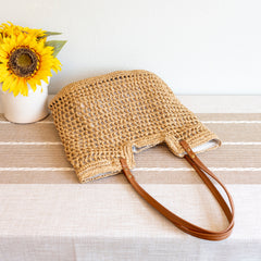 Lightweight Straw Woven Square Tote Bag