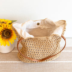 Lightweight Straw Woven Square Tote Bag