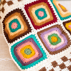 Handmade Granny Square Shoulder Tote Bag