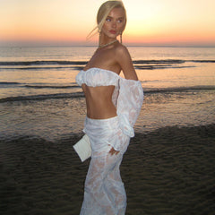 Long-sleeved navel-baring long skirt suit