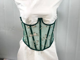 Embroidery Mesh Lace-up Corset