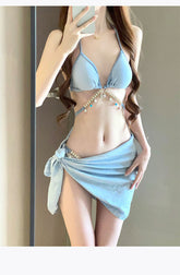 Fish Diamond Chain Strap Triangle Swimsuit Set