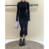 Contrast Collar Sheer Maxi Dress