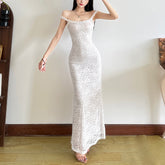 Delicate lace trim strap dress