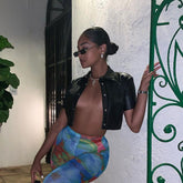 Hook And Eye Faux Leather T-Shirt