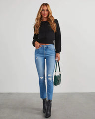 Vaqueros pitillo de tiro alto y destruidos So Major