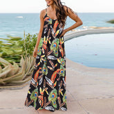 Vestido largo estampado con cuello espagueti