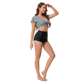 Ruched Drawstring High Waist Swimsuit Two Pieces Bathing Suits