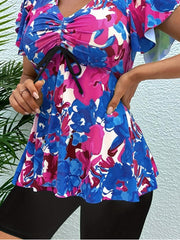 Printed Skirt-Style Belly-Covering Swimsuit