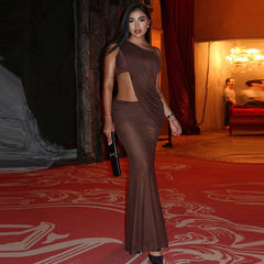 Slim fit pleated slant collar two piece skirt suit