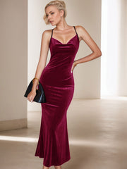 Suspender velvet elegant party dress