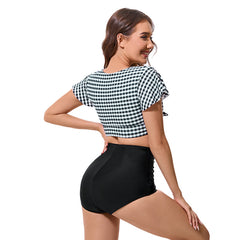 Ruched Drawstring High Waist Swimsuit Two Pieces Bathing Suits