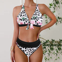 Triangle Rainbow Stripe Bikini Two-Piece Swimsuit