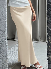 Solid-Colored Long Skirt, Half Skirt
