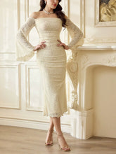 One-Shoulder Flared Sleeve Dress