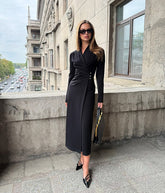 V-Neck Cinched Waist Dress