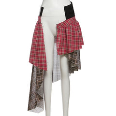 Cross-Belted Striped Skirt With Belt