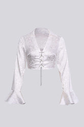 Jacquard Satin Chains Detail Long Sleeve Top