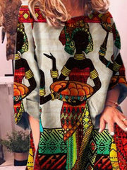 Vestido informal estampado con cuello redondo y estampado gráfico