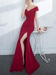 Vestido de noche de sirena con hombros descubiertos