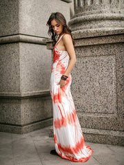 Vestido largo sin mangas estampado de playa