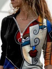 Camisas y tops casuales de manga larga estampados