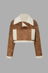Faux Shearling Suede Cropped Coat