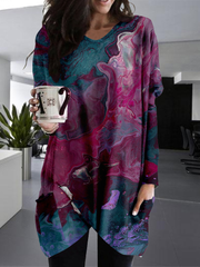 Ombre V-Ausschnitt Langarmshirts Tops