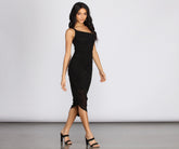 Amari Heat Stone One Shoulder Midi Dresses