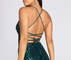 Arielle Geometric Sequin Midi Dresses