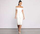 Paige Formal Off The Shoulder Scalloped Lace Dresses