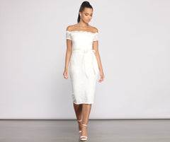 Paige Formal Off The Shoulder Scalloped Lace Dresses