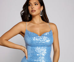 Allie Formal Sequin Open Back Dresses